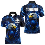 Maxcorners Mens bowling shirts Custom Eagle blue lightning thunder Bowling Team Jersey, gift for Bowlers LM2707