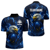 Maxcorners Mens bowling shirts Custom Eagle blue lightning thunder Bowling Team Jersey, gift for Bowlers LM2707