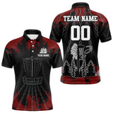Maxcorners Black and Red Disc golf basket chain Men disc golf polo shirt custom number disc golf outfit for team LM1708