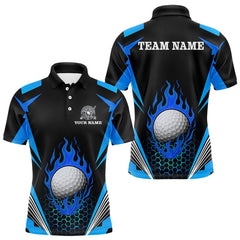 Maxcorners Black and Blue Flame Golf Ball Mens golf polo shirts custom golf attire for men, best golf gifts  LM1708