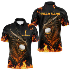 Maxcorners Flame Dragon Golf Polo Shirts For Men Custom Dragon team mens golf outfits, cool golf gifts LM1610
