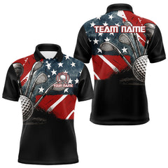 Maxcorners Personalized American Flag Golf Polo Shirts For Men, Patriotic Golf Gifts LM0910