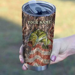 Maxcorners Bass Fishing Camo American Flag Custom Name