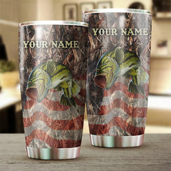 Maxcorners Bass Fishing Camo American Flag Custom Name