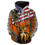 Maxcorners Deer Hunting American Flag Customize Name 3D Shirts