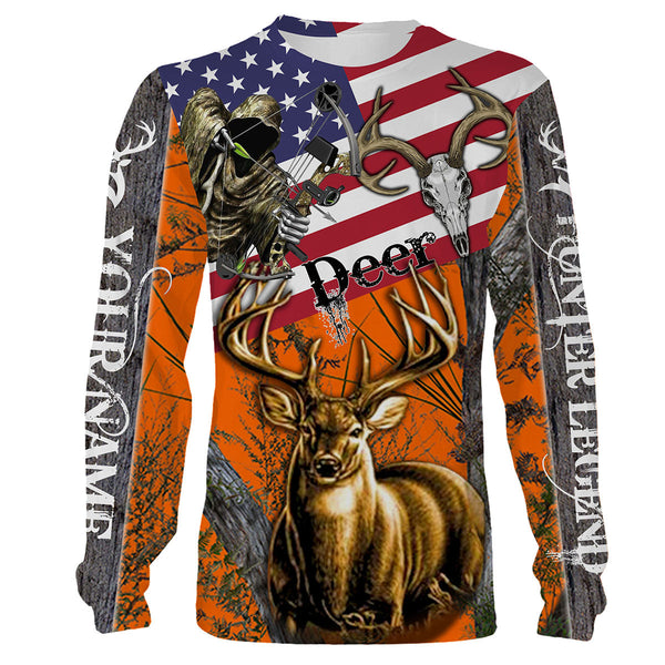 Maxcorners Deer Hunting American Flag Customize Name 3D Shirts