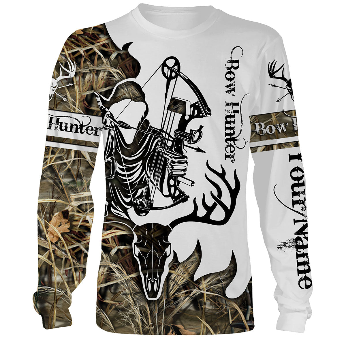 Maxcorners Bow Hunting Deer Skull Customize Name 3D Shirts