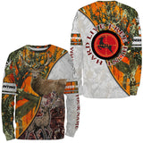 Maxcorners Custom Name Deer Hunting "Live Free Hunt Hard" Orange Camo 3D All Over Printed Clothes