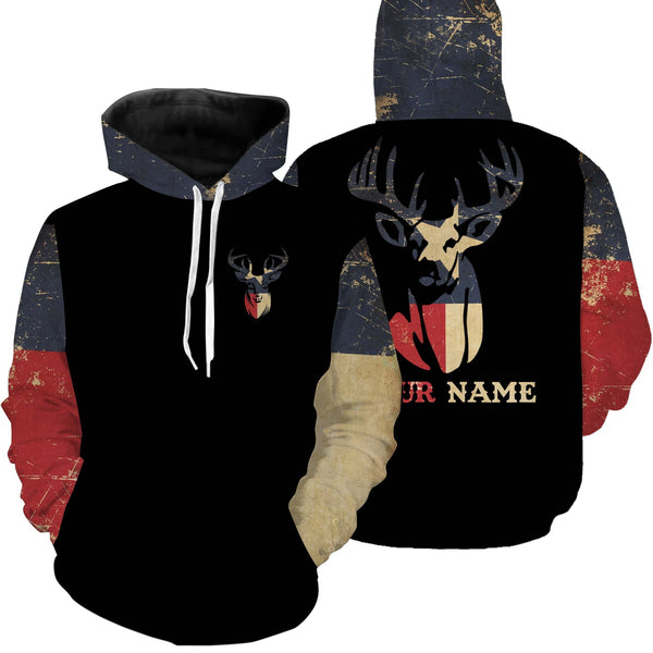 Maxcorners Texas Deer Hunting TX flag custom name all over print shirts, personalized Deer hunting gifts LM2608