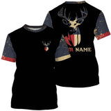 Maxcorners Texas Deer Hunting TX flag custom name all over print shirts, personalized Deer hunting gifts LM2608