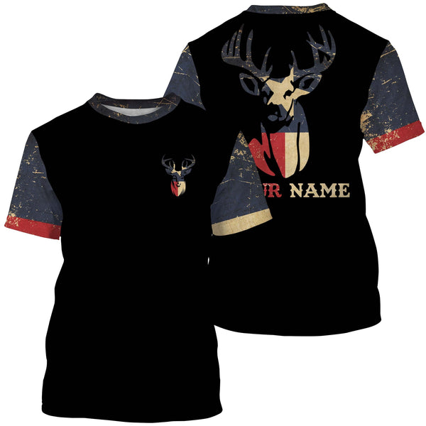 Maxcorners Texas Deer Hunting TX flag custom name all over print shirts, personalized Deer hunting gifts LM2608