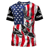 Maxcorners American Flag Deer Hunting Antler 3D Patriotic Custom Name All Over Printed Shirts - Personalized Deer Hunting, Shed Hunting Gif LM2608