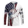 Maxcorners Mens US Fishing Flag Largemouth Bass Fishing 4th of July Custom Name Long Sleeve shirt - Patriotic Fishing Gifts LM0201