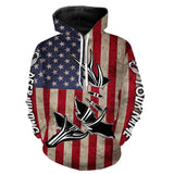Maxcorners Personalized Deer Hunting American Flag Shirts Customize Name 3D Deer Antler All Over Printed Shirts LM2608