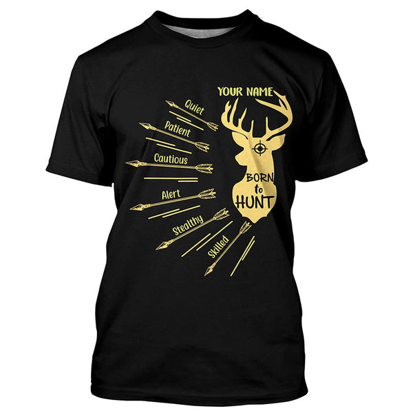 Maxcorners Personalized Born to Hunt with Hunter's Qualities Shirt, Perfect Custom Shirt for Deer Hunter, Hunting Gifts LM2608