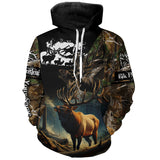 Maxcorners Bulk Elk Hunting Camouflage Custom Name Shirt 3D All Over Printed Clothes