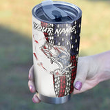 Maxcorners American Flag Bass Fishing Stainless Steel Fishing Tumbler Customize Name