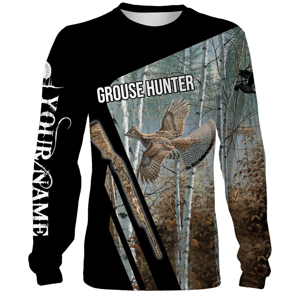 Maxcorners Ruffed Grouse Deer Hunting Customize Name 3D Shirts