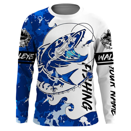 Maxcorners Walleye Fishing Skeleton Customize Name 3D Shirts