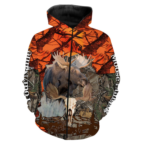 Maxcorners Custom Name Moose Hunting Orange Camouflage 3D All Over Printed Clothes