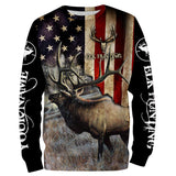 Maxcorners Custom Name Elk Hunting American Flag 3D All Over Printed Clothes