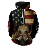 Maxcorners American Flag Wild Boar Hunting Hog Hunter Hunt Hard Full Printing Shirts, Personalized Hog hunting Gifts LM2608