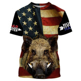 Maxcorners American Flag Wild Boar Hunting Hog Hunter Hunt Hard Full Printing Shirts, Personalized Hog hunting Gifts LM2608