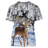 Maxcorners Deer Hunting Winter Snow Camo Custom Name Shirts for Men, Personalized Deer Hunting Gifts LM2608
