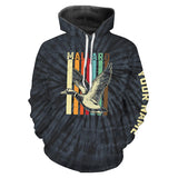 Maxcorners Mallard Duck Hunting Retro tie dye Custom Name T-shirt, Long sleeve, Hoodie for Duck Hunters LM2608