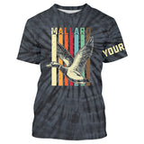 Maxcorners Mallard Duck Hunting Retro tie dye Custom Name T-shirt, Long sleeve, Hoodie for Duck Hunters LM2608