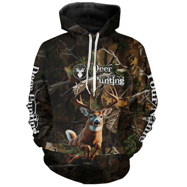 Maxcorners Whitetail Deer Hunting Custom Name Camo Shirt, Deer Hunting Clothing, Camouflage Deer Shirts LM2608