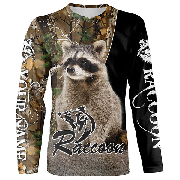 Maxcorners Raccoon Hunting Camouflage Custom Name Shirts, Personalized Hunting Shirts, Hunting Gifts