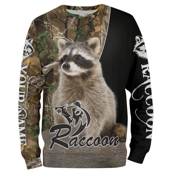 Maxcorners Raccoon Hunting Camouflage Custom Name Shirts, Personalized Hunting Shirts, Hunting Gifts