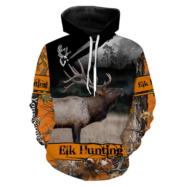 Maxcorners Elk hunting orange camouflage custom name shirts for hunters, Personalized elk hunting gifts LM2608