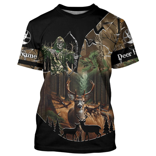 Maxcorners Deer Hunting Gripm Reaper Camouflage Custom Name all over print Shirts, Deer Hunting Gifts Shirt 1 LM2608