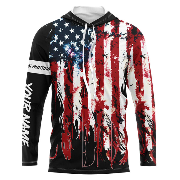 Maxcorners American Flag Fishing and Hunting UV protection Customized Name Shirt, Fisherman Hunters gift shirt LM2608