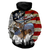 Maxcorners Custom Name Deer Hunting American Flag Camo 3D All Over Printed Clothes