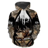 Maxcorners Elk Hunting Camo Customize Name 3D Shirts