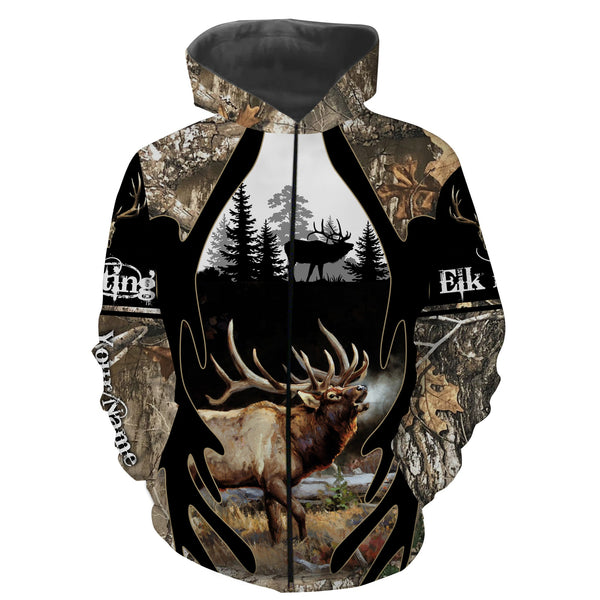 Maxcorners Elk Hunting Camo Customize Name 3D Shirts