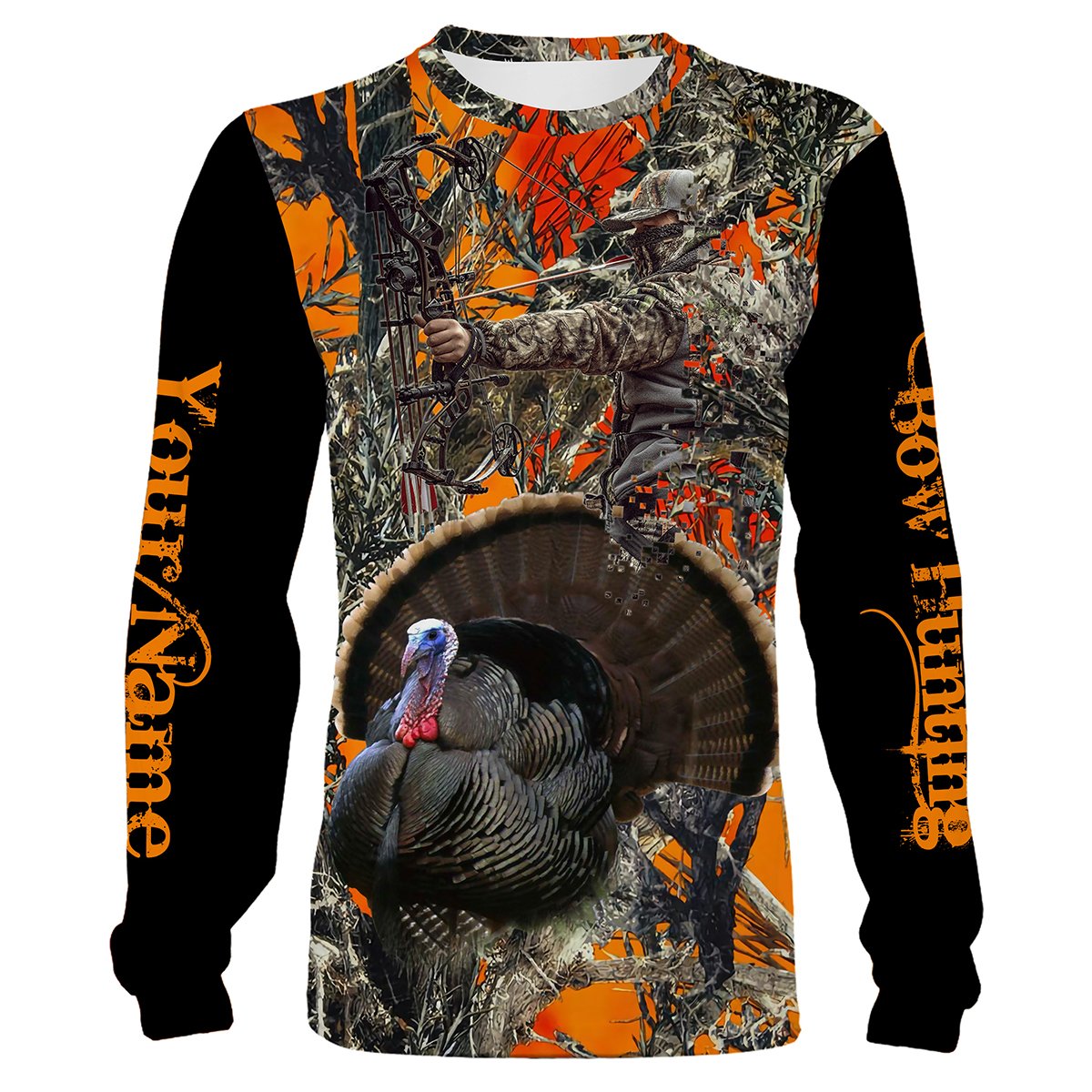 Maxcorners Turkey Hunting Orange  Customize Name 3D Shirts