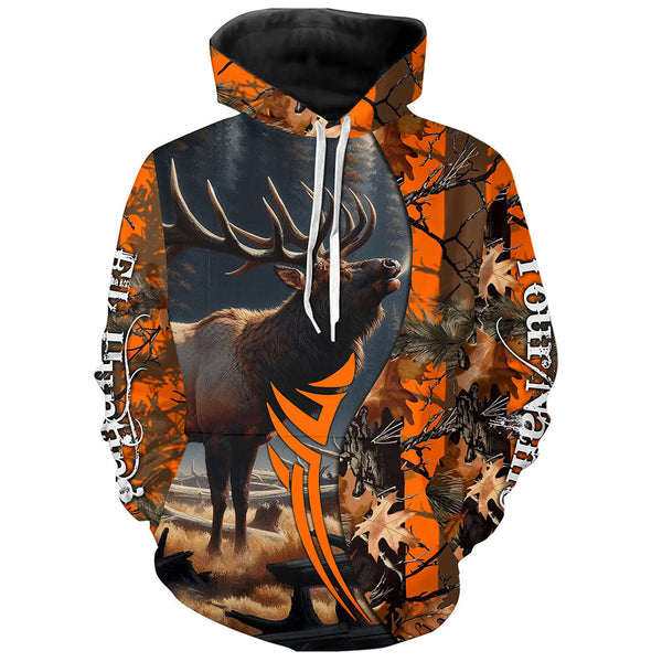 Maxcorners Elk hunting Orange camouflage custom Name all over print Shirts, Personalized gifts for hunter LM2608