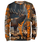 Maxcorners Elk Hunting Orange Camouflage Custom Name Shirt 3D All Over Printed Clothes