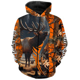 Maxcorners Elk Hunting Orange Camouflage Custom Name Shirt 3D All Over Printed Clothes