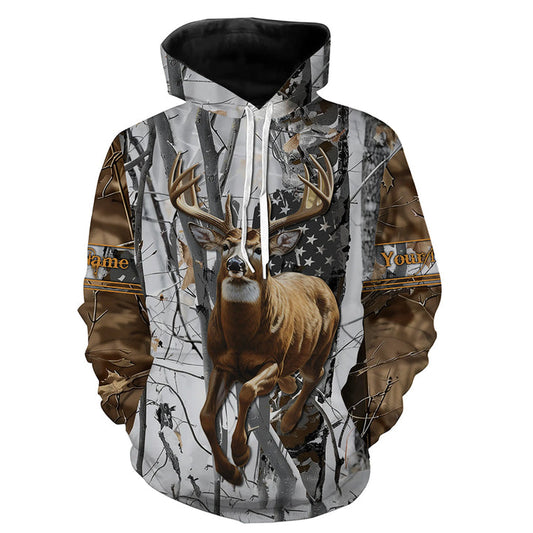 Maxcorners Deer Buck American Flag Custom Name 3D All over printed Shirts, Deer Hunting Shirt, Personalized Hunting Gifts LM2608