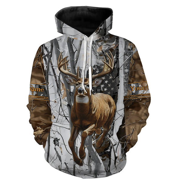 Maxcorners Deer Buck American Flag Custom Name 3D All over printed Shirts, Deer Hunting Shirt, Personalized Hunting Gifts LM2608