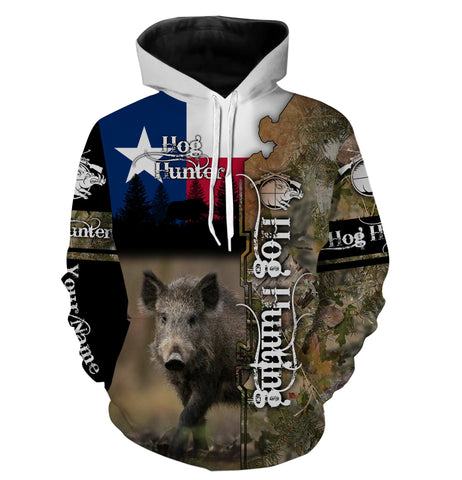 Maxcorners Hog Hunting Texas Flag Customize Name 3D Shirts