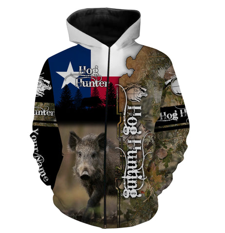 Maxcorners Hog Hunting Texas Flag Customize Name 3D Shirts