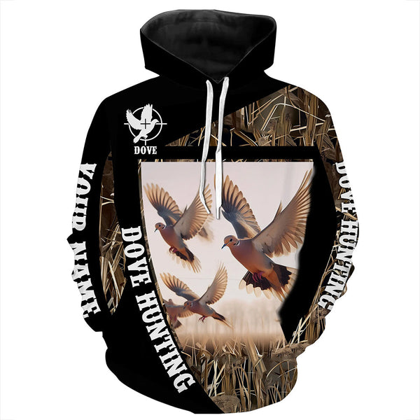 Maxcorners Dove Hunting Camo Custom Name All Over Printed Shirts, Gift For Hunters