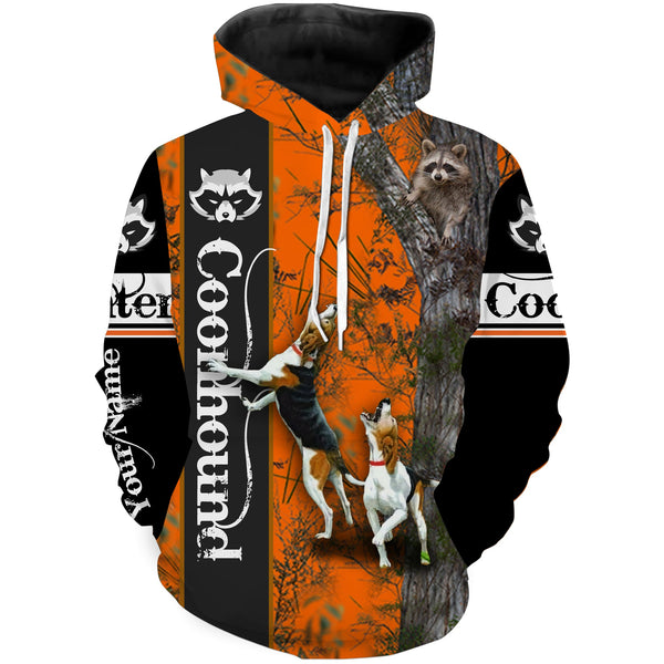 Maxcorners Raccoon Hunting Coonhound Customize Name 3D Shirts