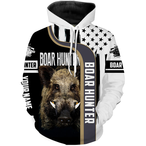 Maxcorners Wild Boar Hunting American Flag Custom Name 3D Full Printing Shirts - Personalized Hunting Gifts LM2608